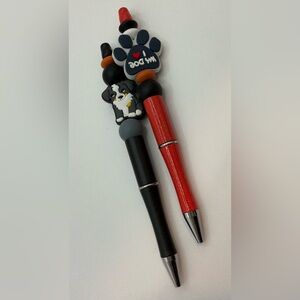 HANDMADE DOG LOVERS SET OF 2 AUSTRALIAN SHEPHERD AND HEART PAW PENS
